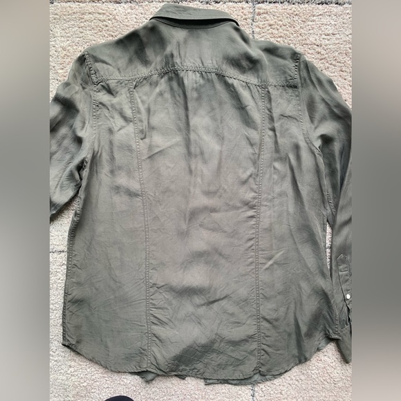 Corridor new york button down Long Sleeve shirt Green Cupro/ Rayon Blend EUC - Picture 5 of 7